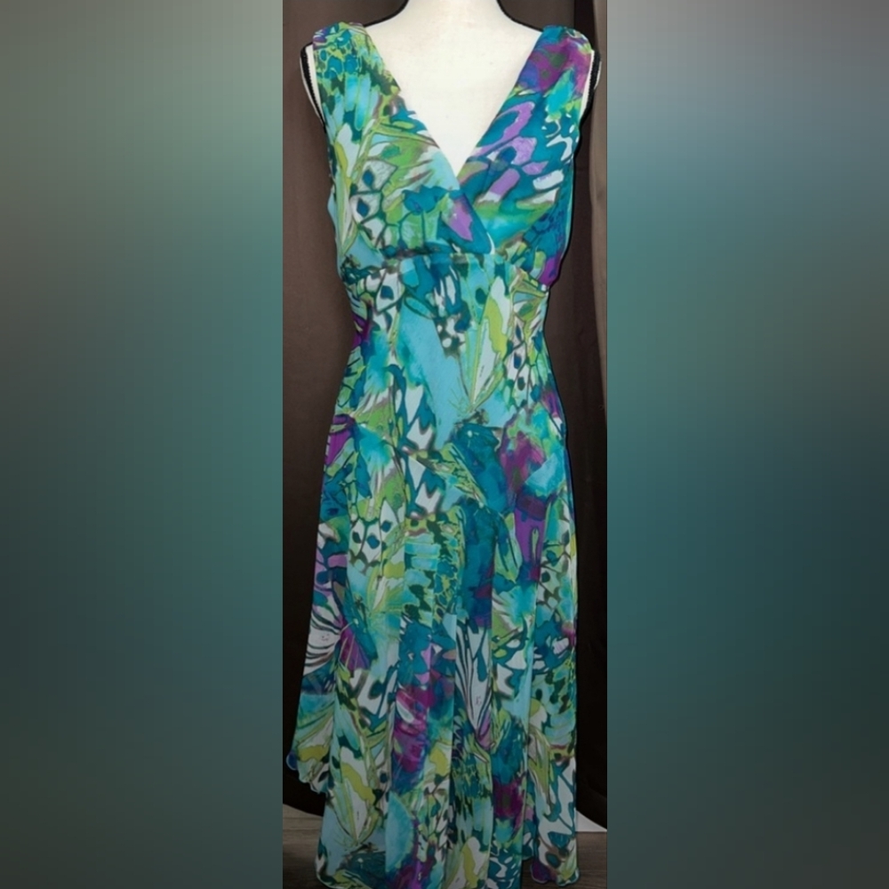 Rabbit Rabbit Rabbit Teal Blue Green Purple Floral Maxi Dress